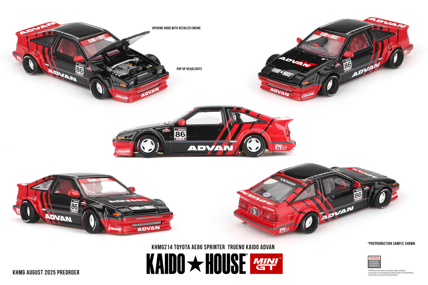 *PRESALE Kaido House #217 Toyota AE86 Sprinter Trueno Kaido Advan Czerwony