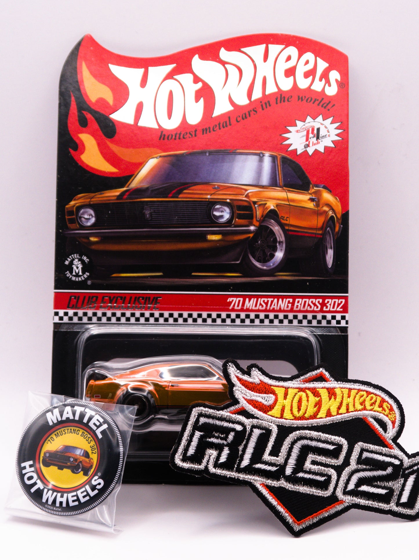 Red Line Club RLC '70 Ford Mustang Boss 302 Orange +Tab +Pin