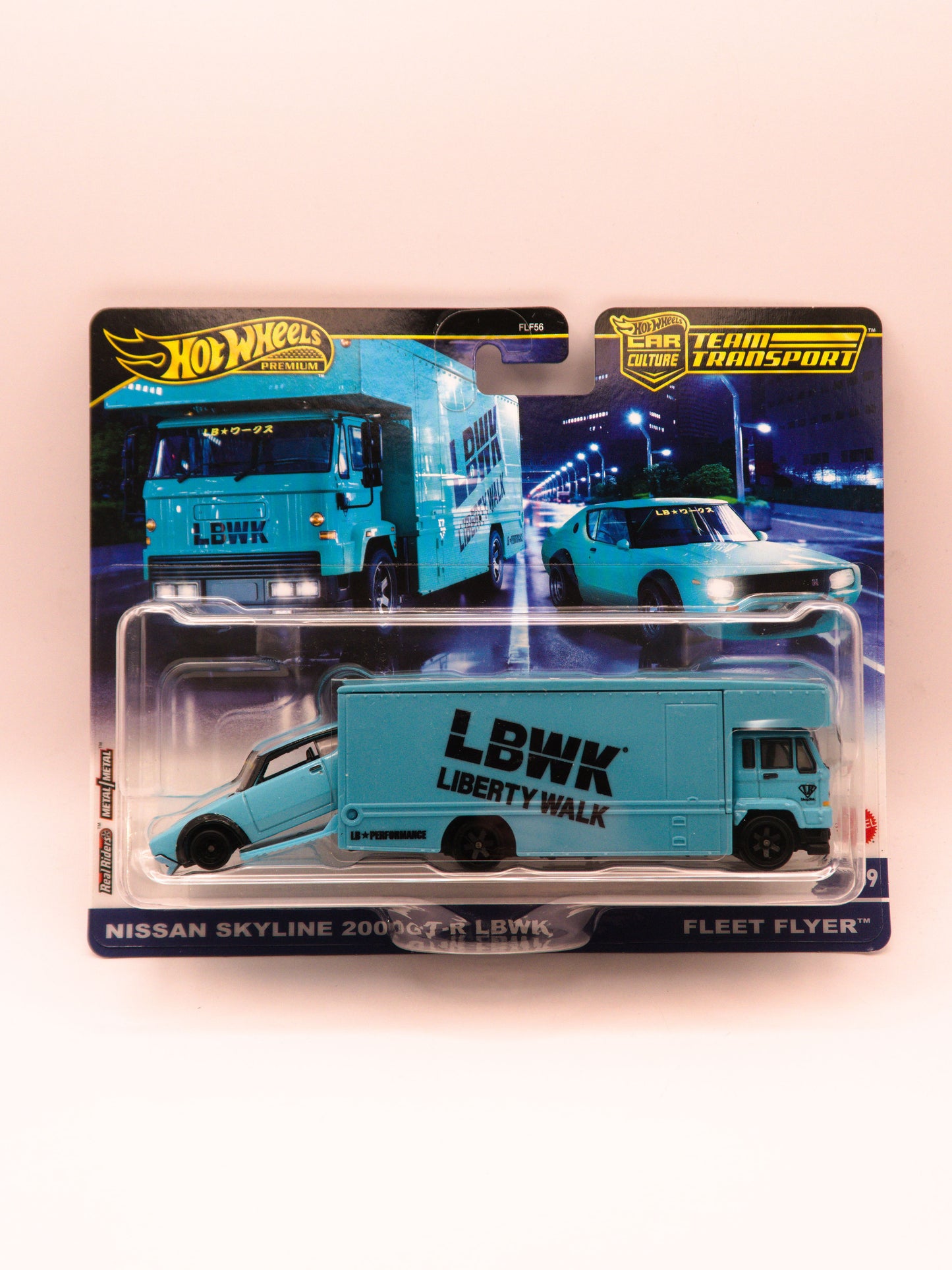 Team Transport Nissan Skyline 2000GT-R LBWK Liberty Walk + Fleet Flyer Blue