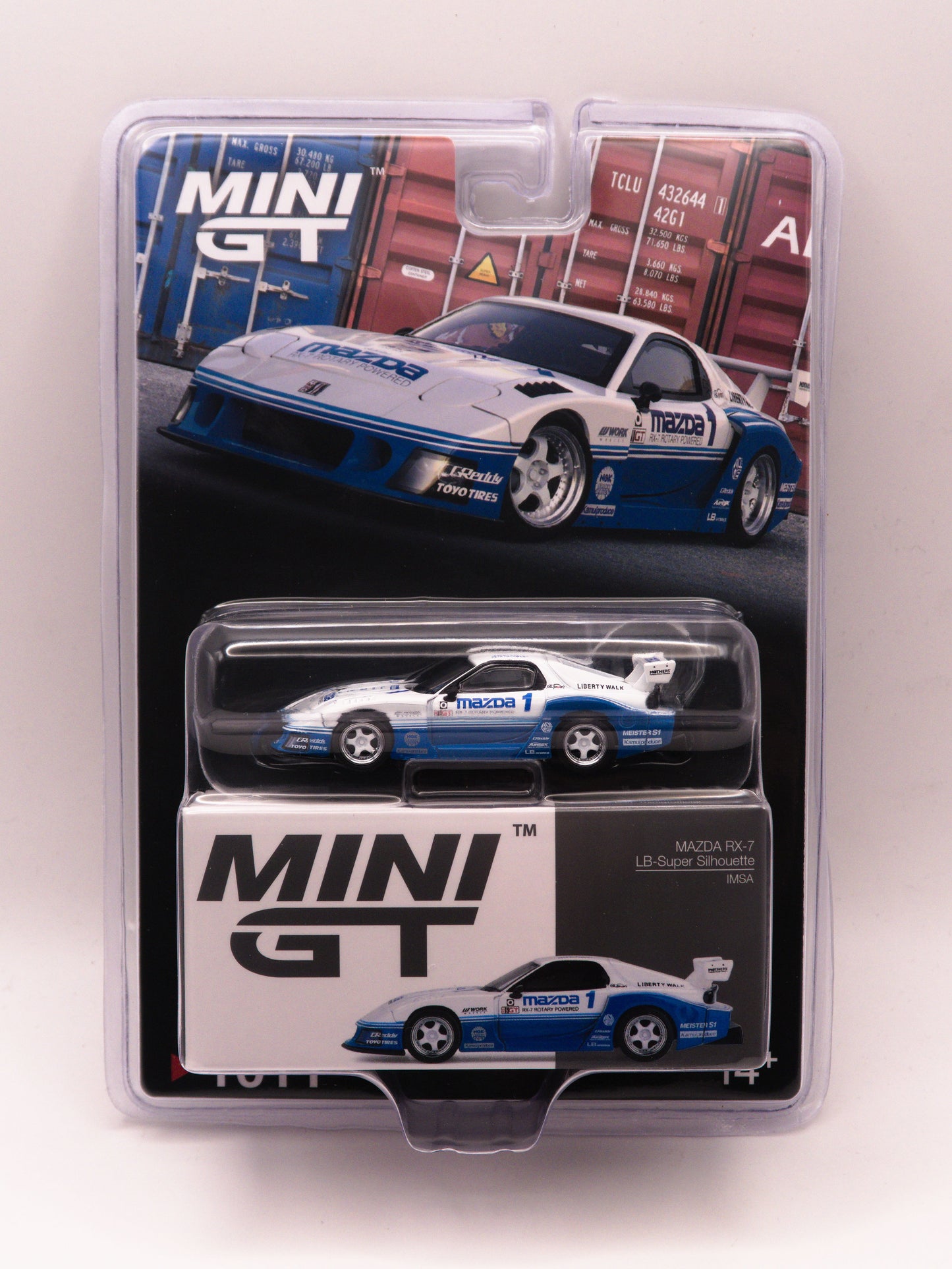 Mini GT #1011 Mazda RX-7 LB-Super Silhouette White/Blue IMSA Racing *BLISTER