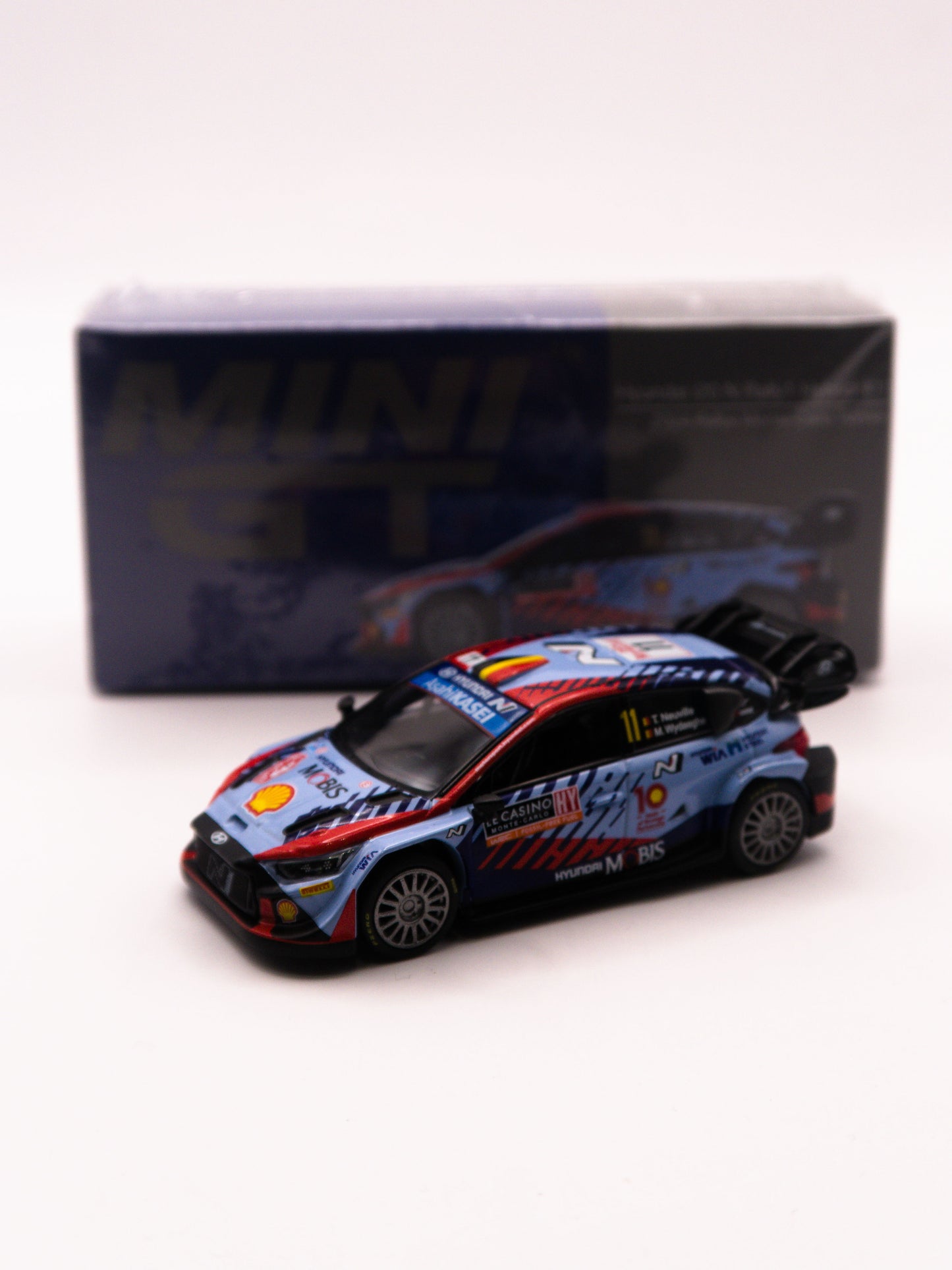 Mini GT #871 Hyundai i20 N Rally1 Hybrid #11 2024 Rally Monte Carlo Blue