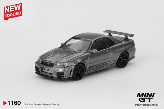 *PRESALE Mini GT #1160 Nissan Skyline GT-R R34 Nismo CRS 1999 Szary *Pudełko