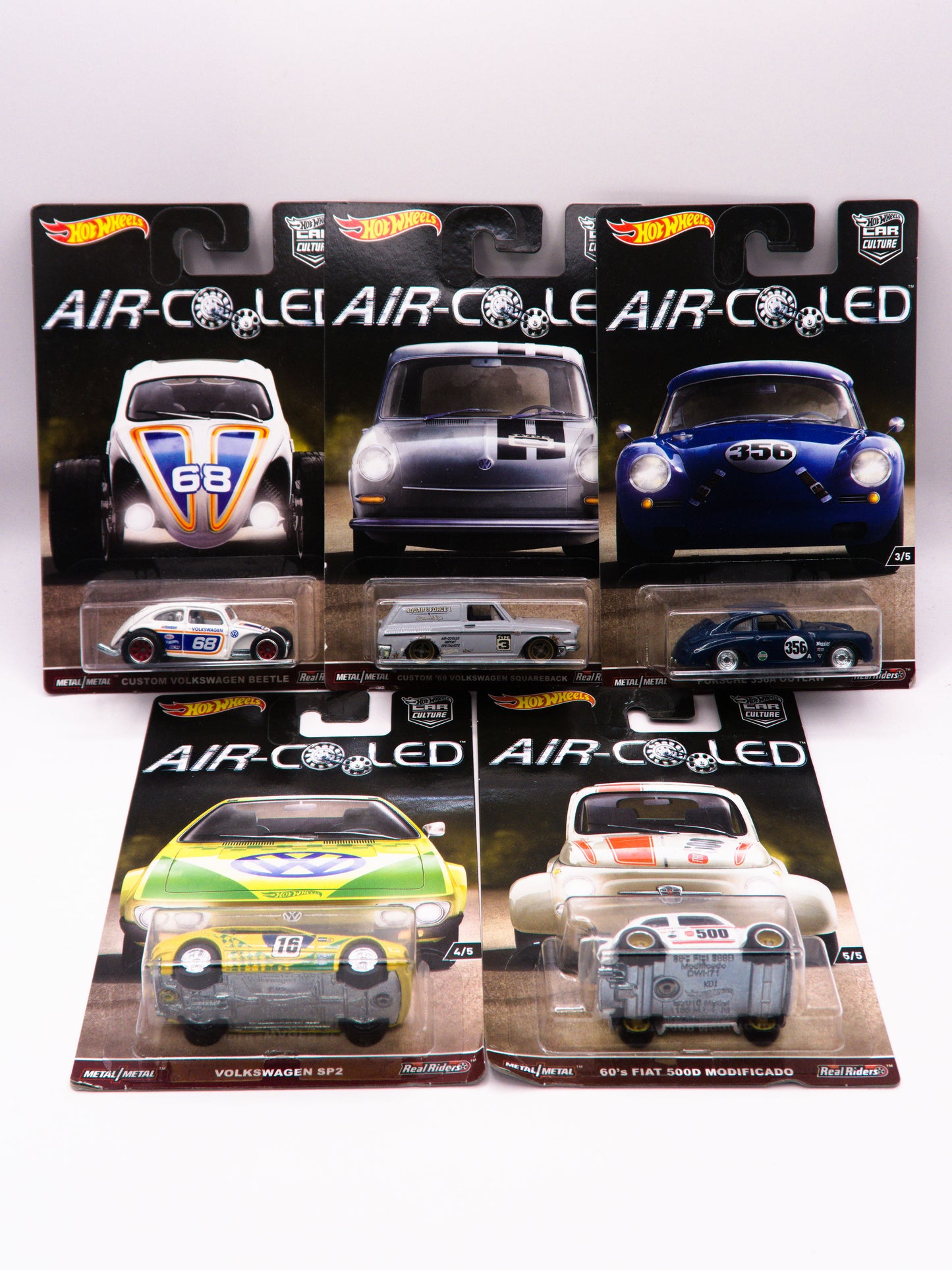 Set 5 Cars - Air Cooled - Volkswagen, Porsche, Fiat