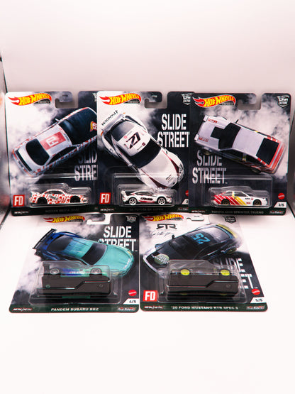 Set 5 Cars - Set Street Slide - Nissan, Toyota, Subaru, Ford.