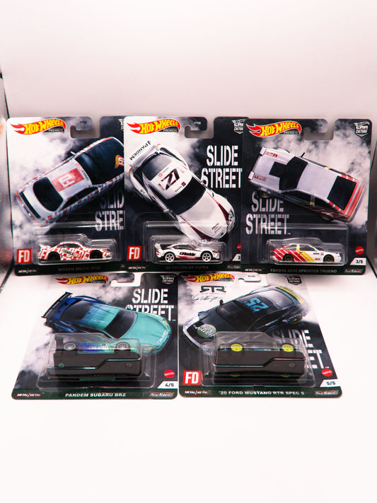 Set 5 Cars - Set Street Slide - Nissan, Toyota, Subaru, Ford.