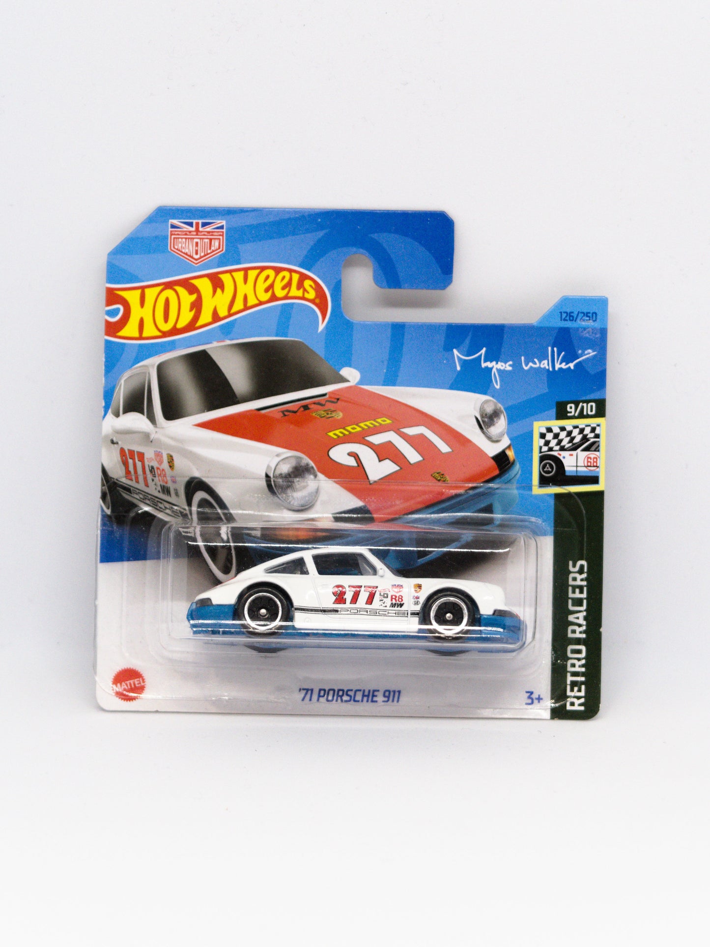 '71 Porsche 911 White - Blue Bottom SHORT CARD