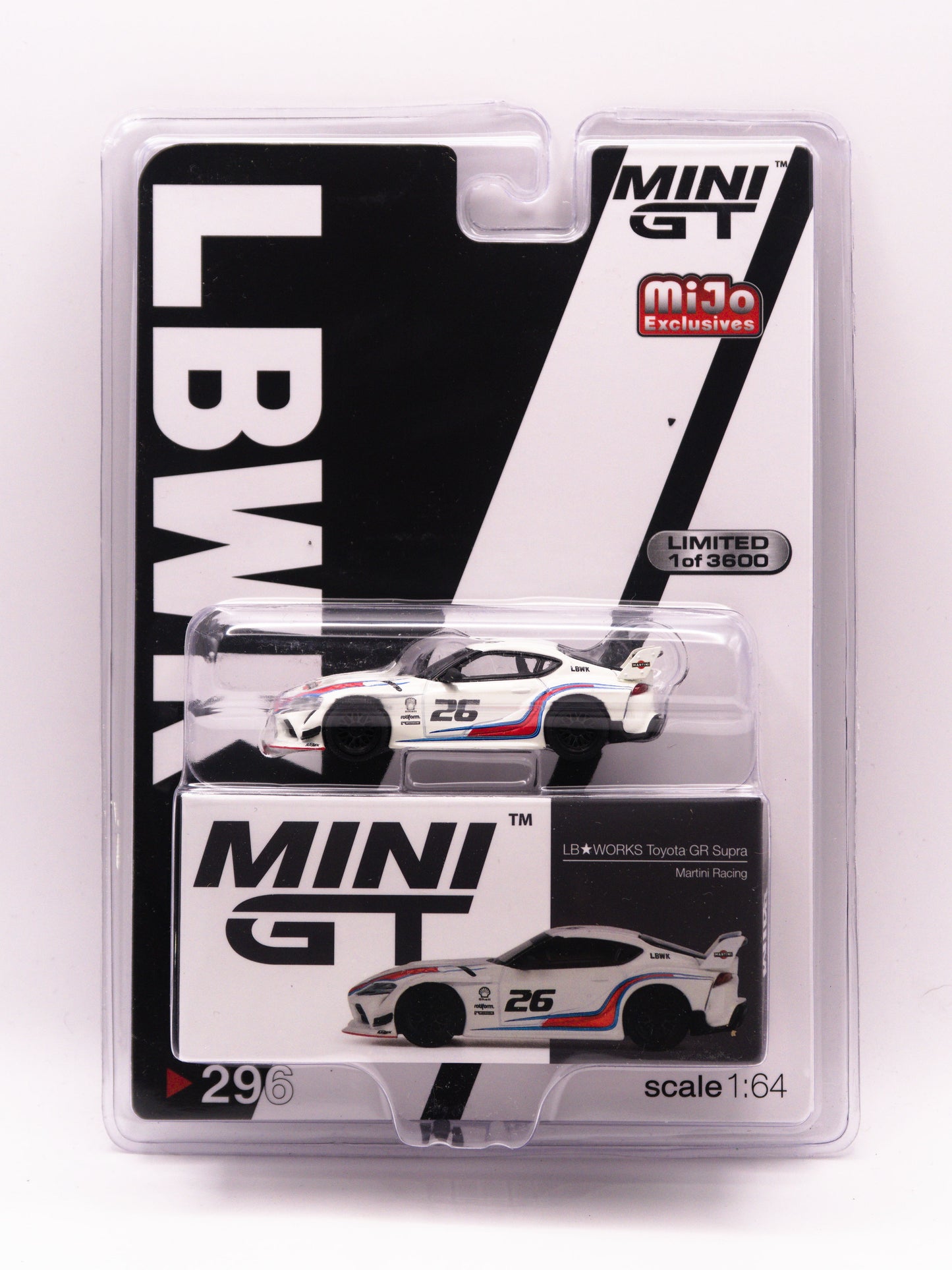 Mini GT 296 LB WORKS Toyota GR Supra Martini Racing White