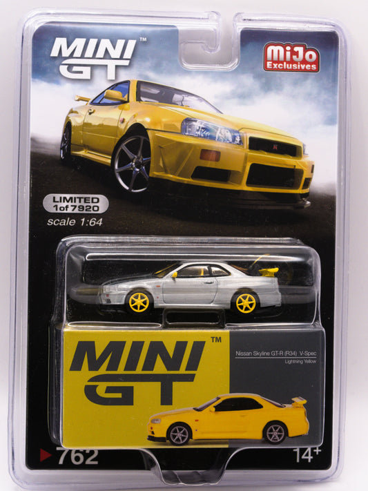 Mini GT CHASE Nissan Skyline R34 Yellow #762