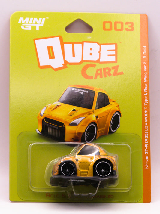 Mini GT Qube Carz 003 Nissan GT-R R34 LB Works Type 1 Orange