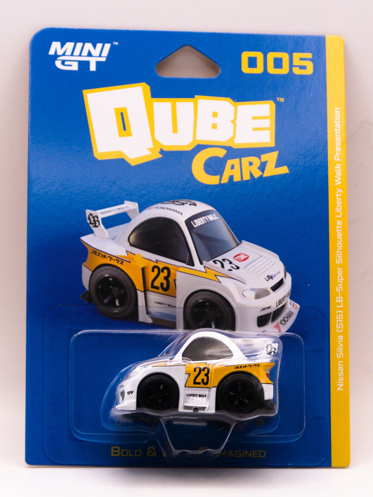 Mini GT Qube Carz 005 Nissan Silvia S15 LB-Super Silhouette LBWK White