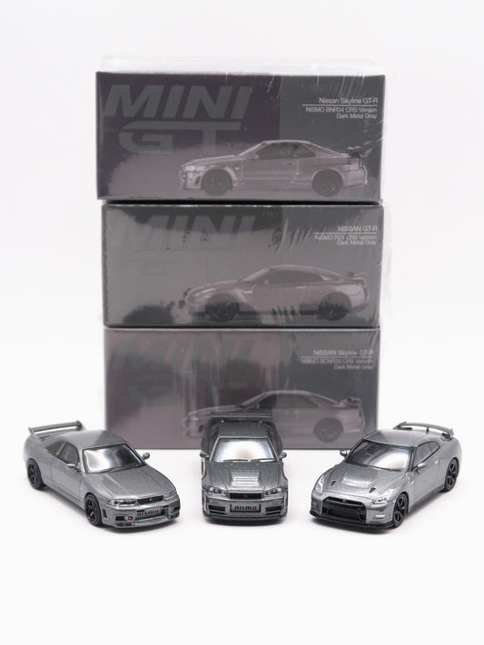 Zestaw 3x Mini GT Nissan Skyline Nismo CRS Szary #1089, #1128, #1160