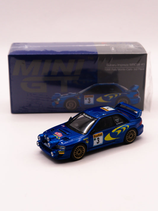 Mini GT #975 Subaru Impreza WRC98 #3 1998 Monte-Carlo 3rd Place Blue *BOX