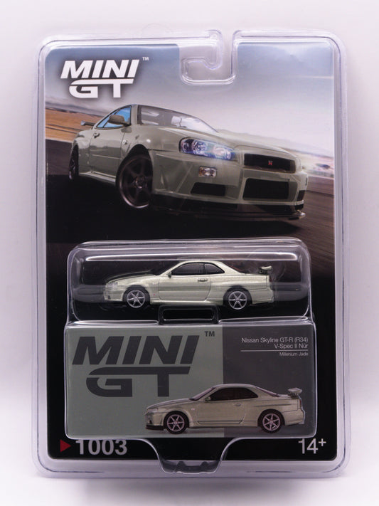 Mini GT #1003 Nissan Skyline GT-R R34 V-Spec II Nur Green *Blister