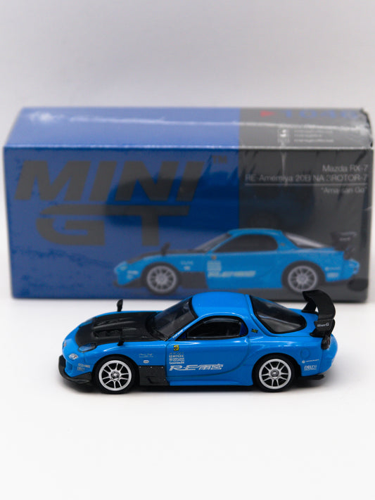 Mini GT #1046 Mazda RX-7 RE-Amemiya 20B NA 3ROTOR-7 Ama-San Go Blue