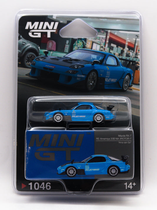 Mini GT #1046 Mazda RX-7 RE-Amemiya 20B NA 3ROTOR-7 Ama-San Go Blue *BLISTER