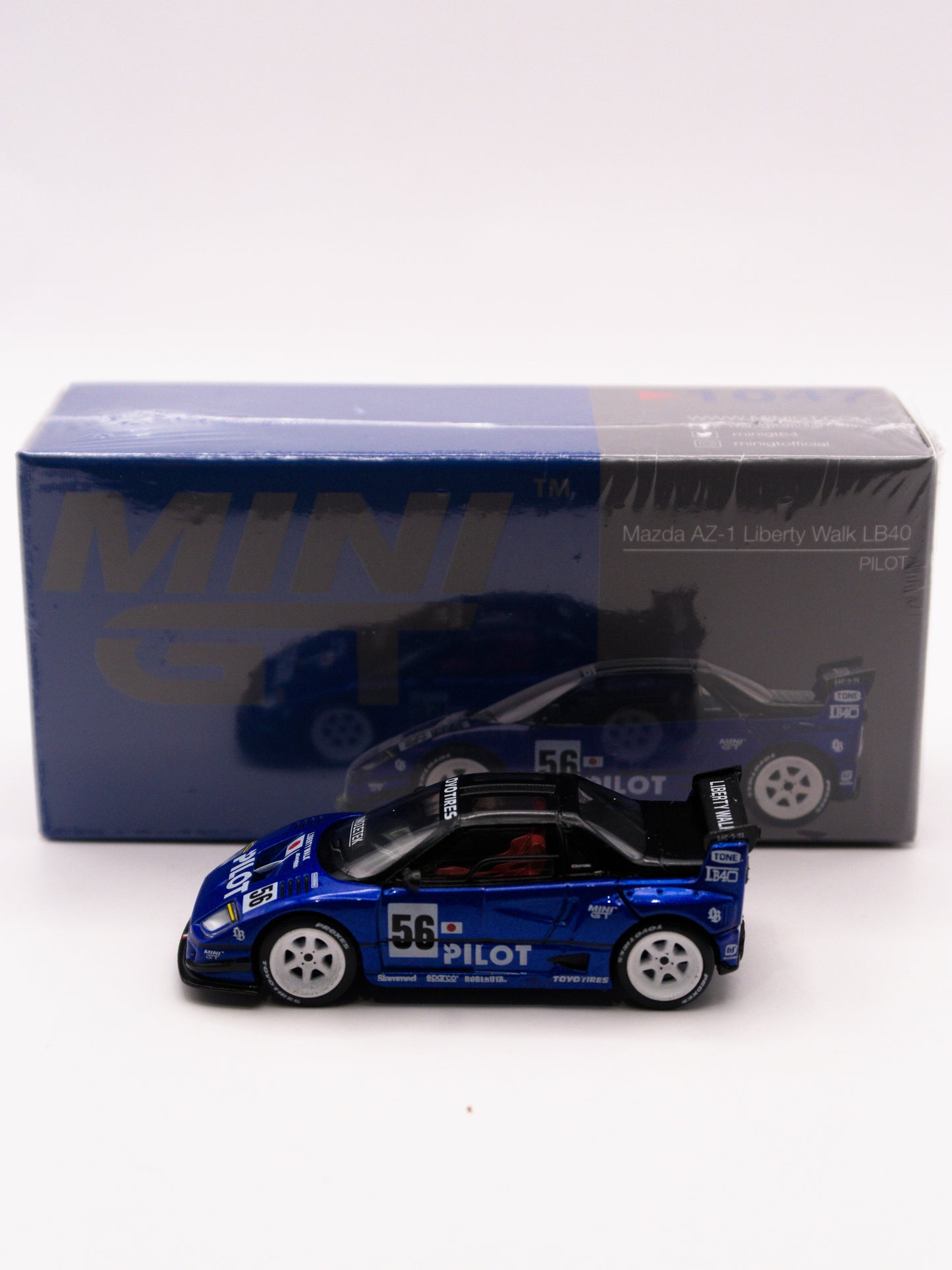 Mini GT #1047 Mazda AZ-1 Liberty Walk LB40 PILOT Niebieski *Pudełko