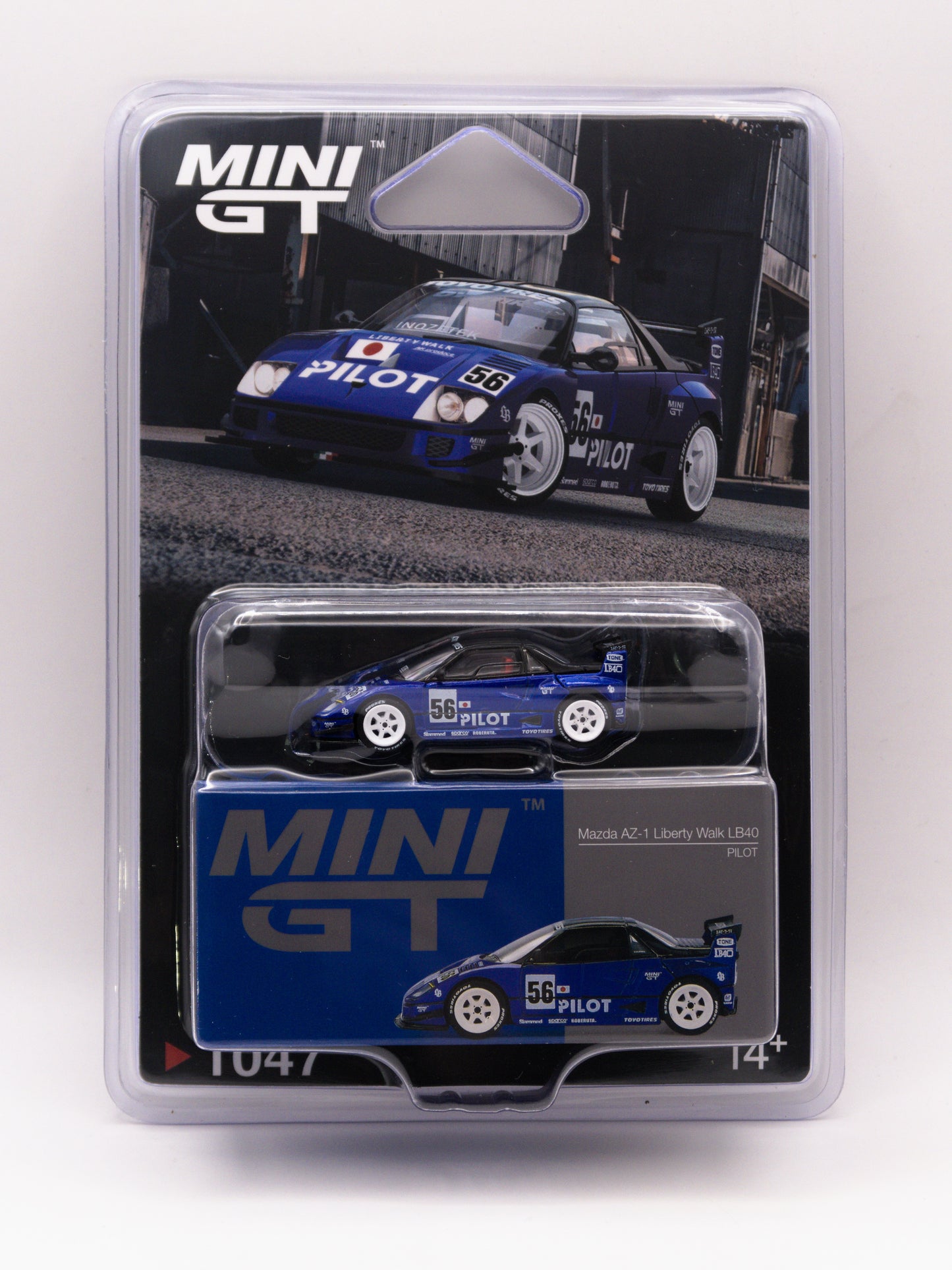 Mini GT #1047 Mazda AZ-1 Liberty Walk LB40 PILOT Niebieski *Blister