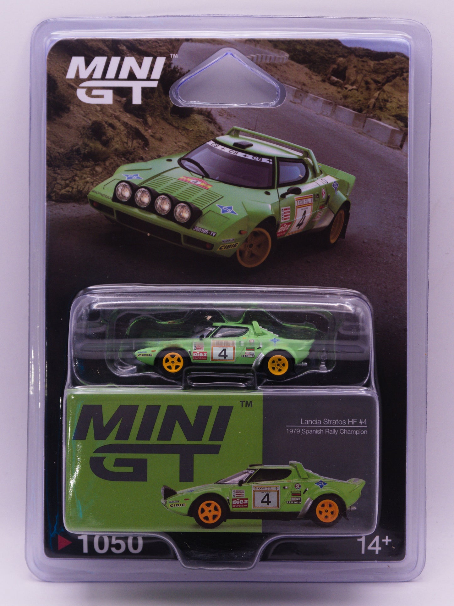 Mini GT #1050 Lancia Stratos HF #4 Spanish Rally Champion Green *BLISTER