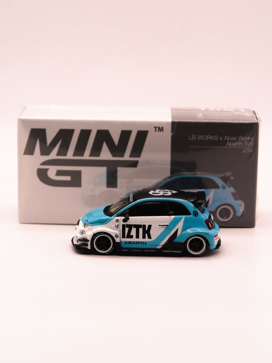 Mini GT #1051 LB-WORKS x Abas Works Fiat Abarth 595 IZTK White Blue *Box