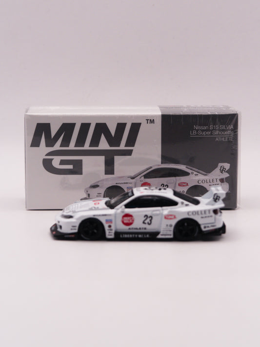 Mini GT #1054 Nissan Silvia S15 Liberty Walk Super Silhouette Athlete Biały