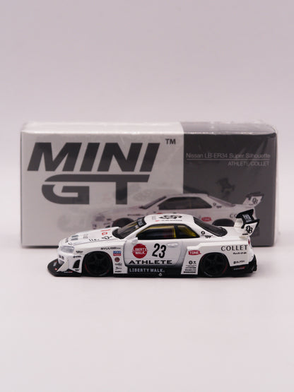 Mini GT #1059 Nissan Skyline GT-R R34 Liberty Walk Super Silhouette Athlete White