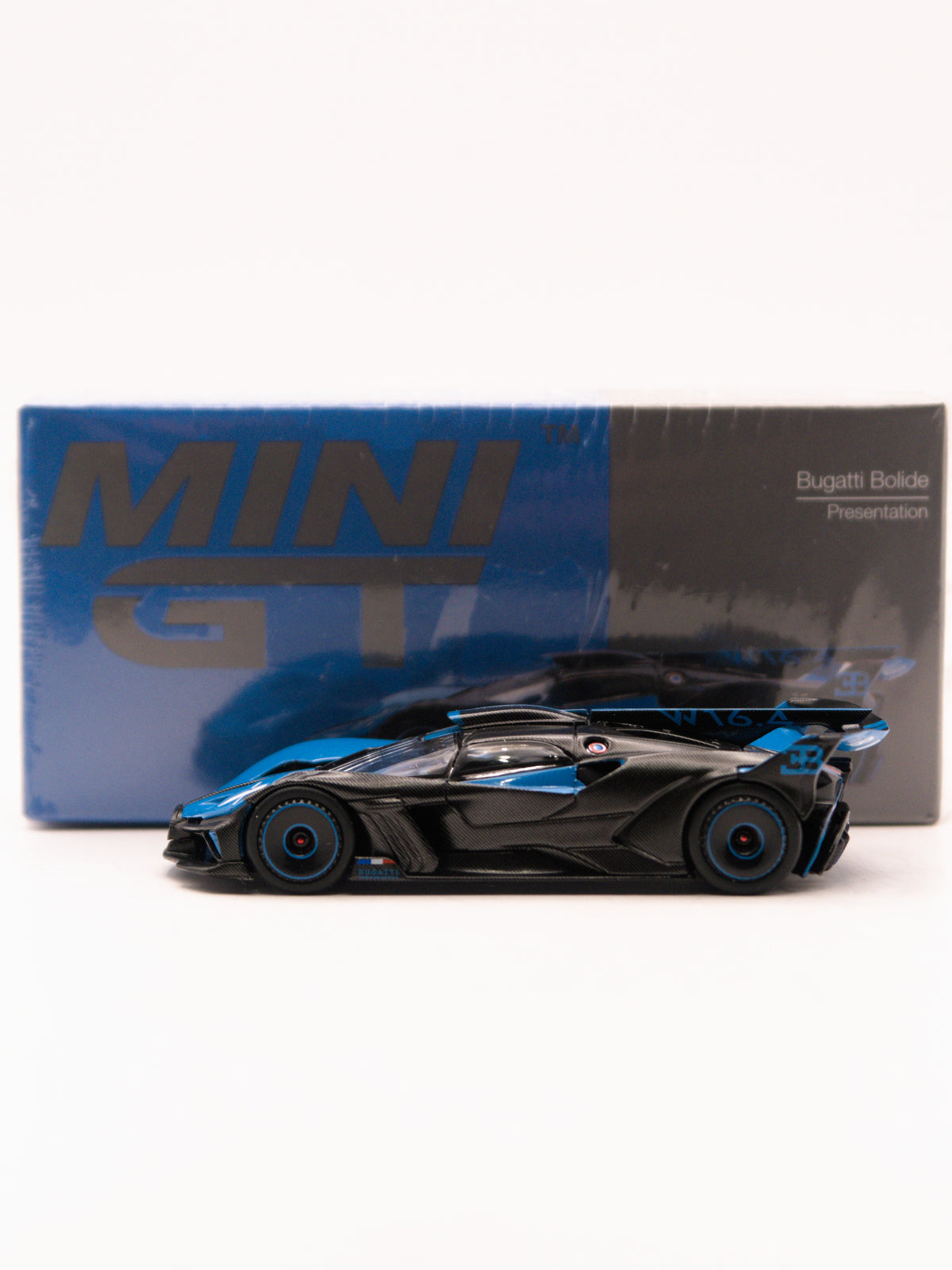 Mini GT #1063 Bugatti Bolide Presentation Czarno-Niebieski *OTWARTY