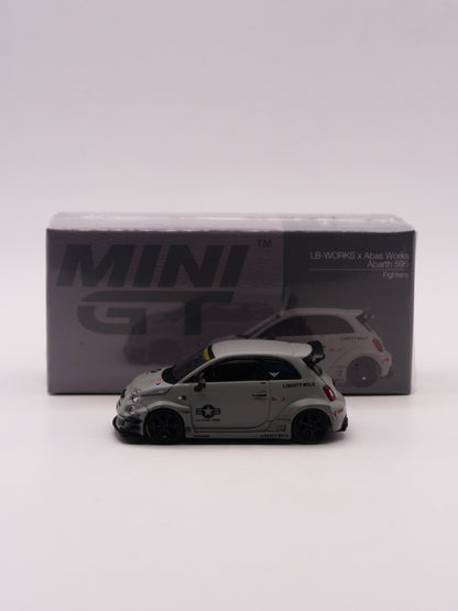 Mini GT #1064 Fiat 595 Abarth Liberty Walk x ABAS Works Fighters Szary