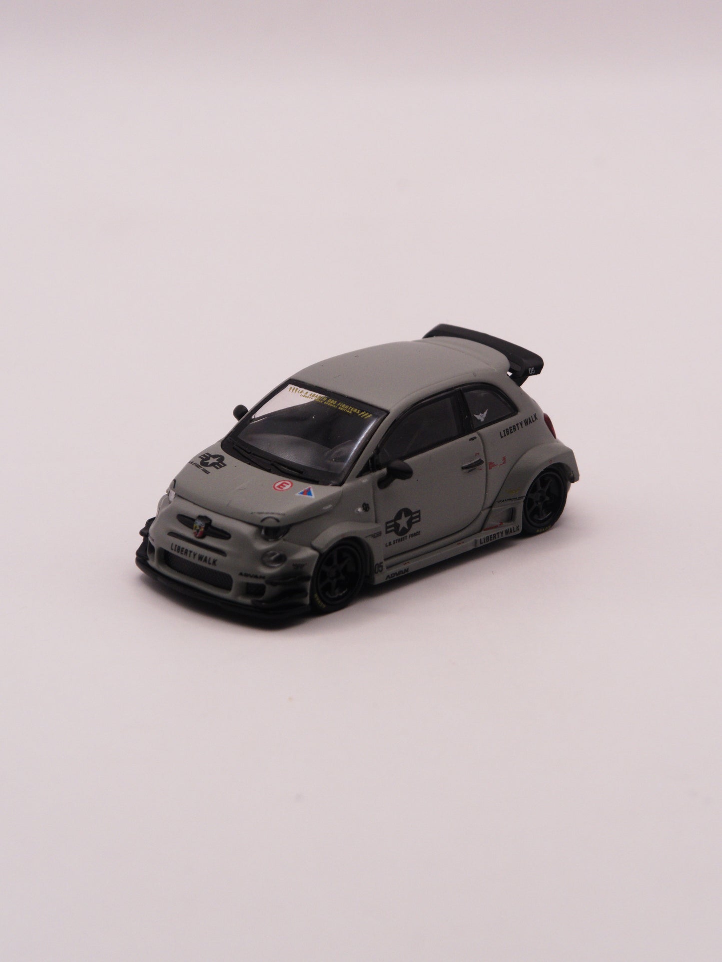 Mini GT #1064 Fiat 595 Abarth Liberty Walk x ABAS Works Fighters Szary