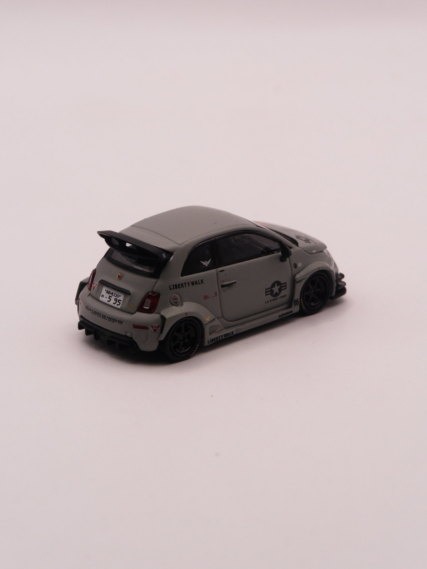 Mini GT #1064 Fiat 595 Abarth Liberty Walk x ABAS Works Fighters Szary