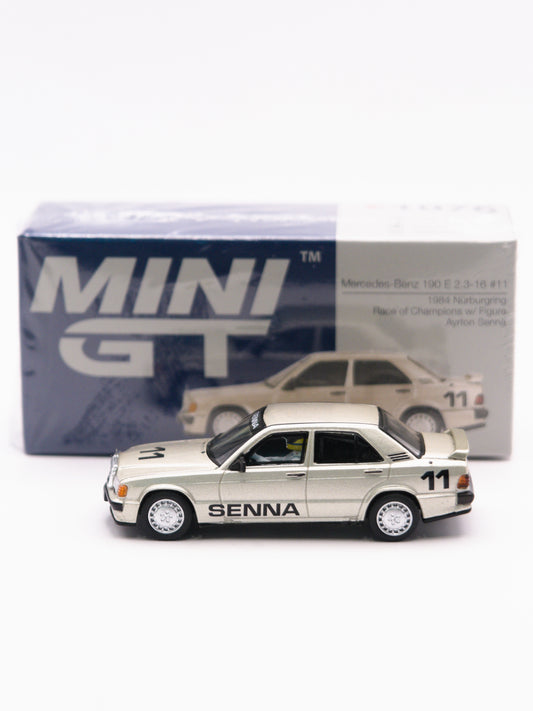 Mini GT #1076 Mercedes Benz 190E 2.3-16 #11 Ayron Senna z Figurką *PUDEŁKO