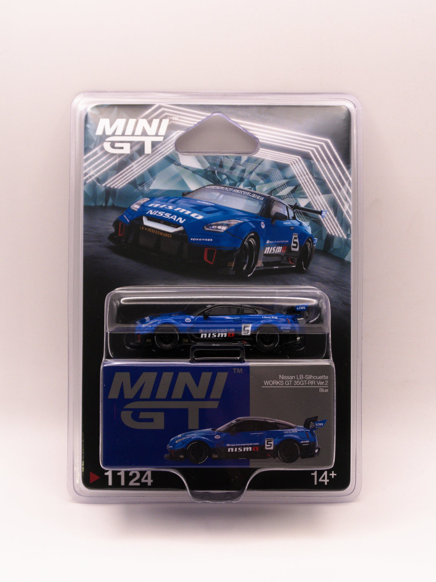 Mini GT #1124 Nissan GT-R R35 LB-Silhouette Liberty Walk Niebieski *Blister