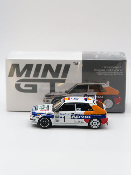 Mini GT #1131 Lancia Delta Integrale Evoluzione #1 Rally Monte Carlo 1993 Biały