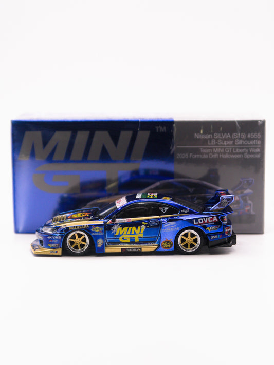 Mini GT #1185 Nissan Silvia S15 LBWK Liberty Walk Halloween Edition Formula Drift 2025 Niebieski *Pudełko