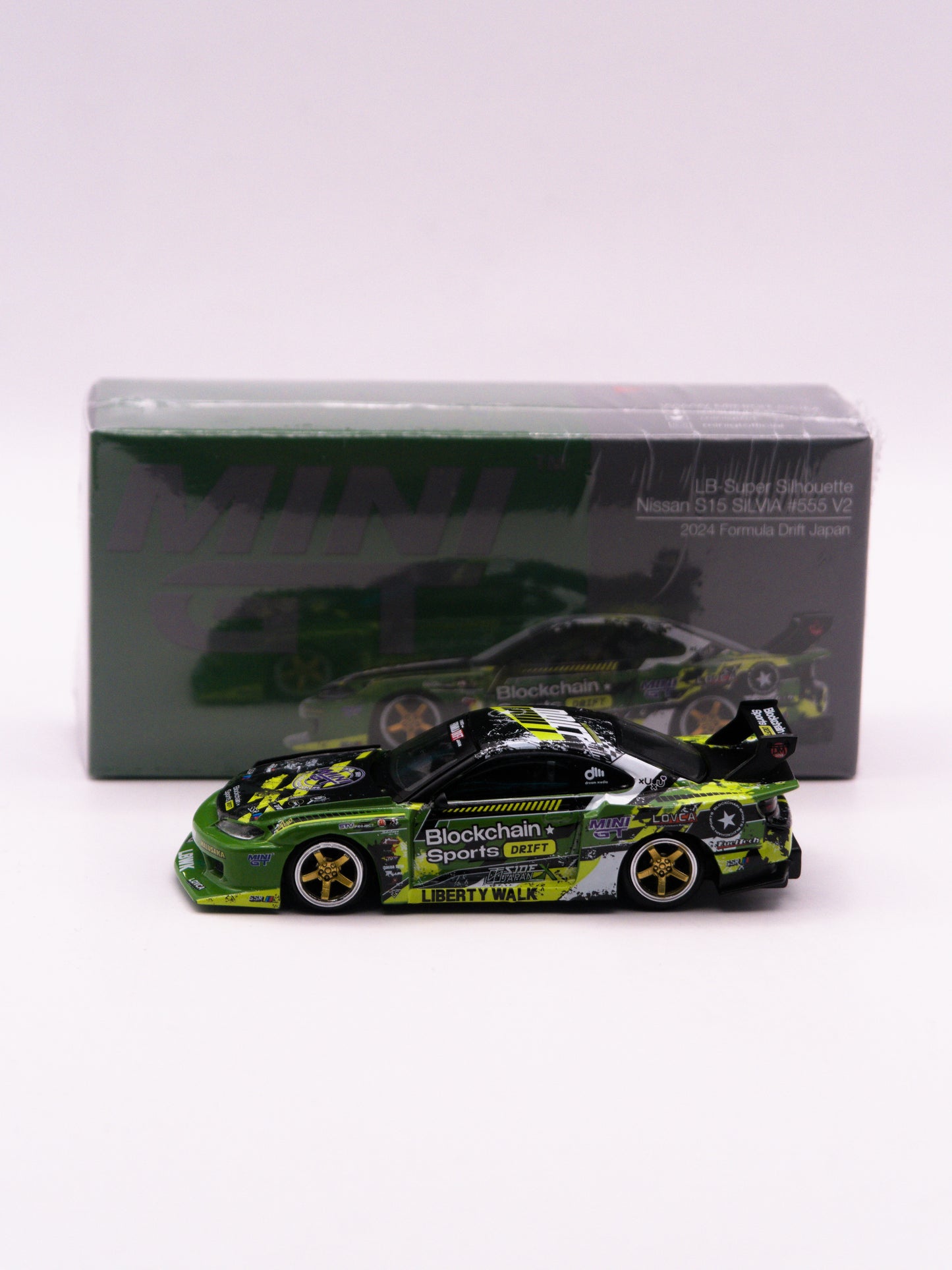 Mini GT #823 Nissan Silvia S15 LB-Super Silhouette Formula Drift Japan Zielony *Pudełko