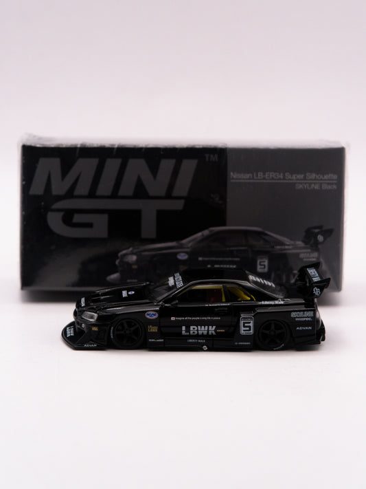 Mini GT #844 Nissan Skyline R34 Liberty Walk LBWK Silouette Black