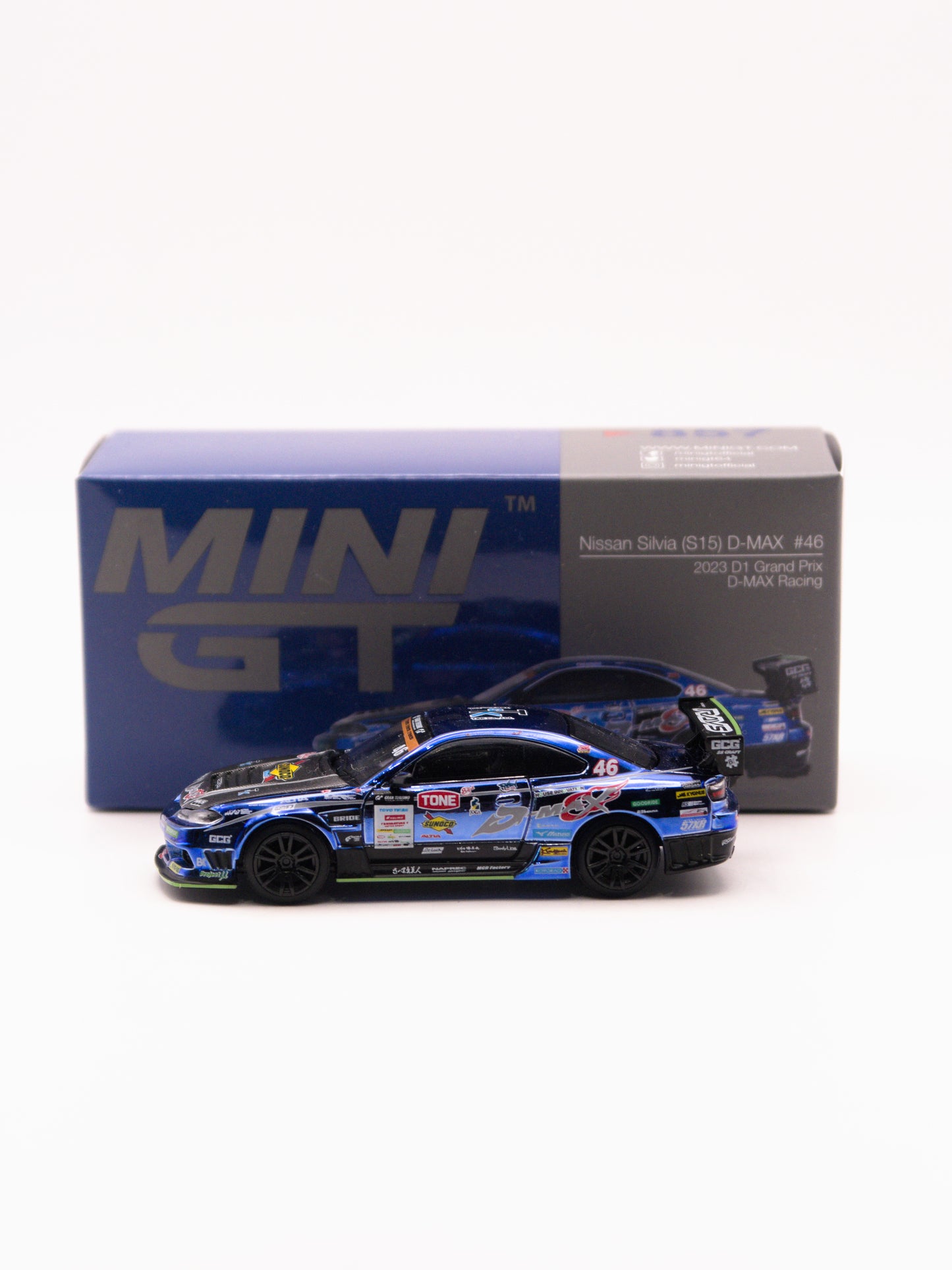 Mini GT #857 Nissan Silvia S15 D-Max #46 2023 D1 Grand Prix Blue