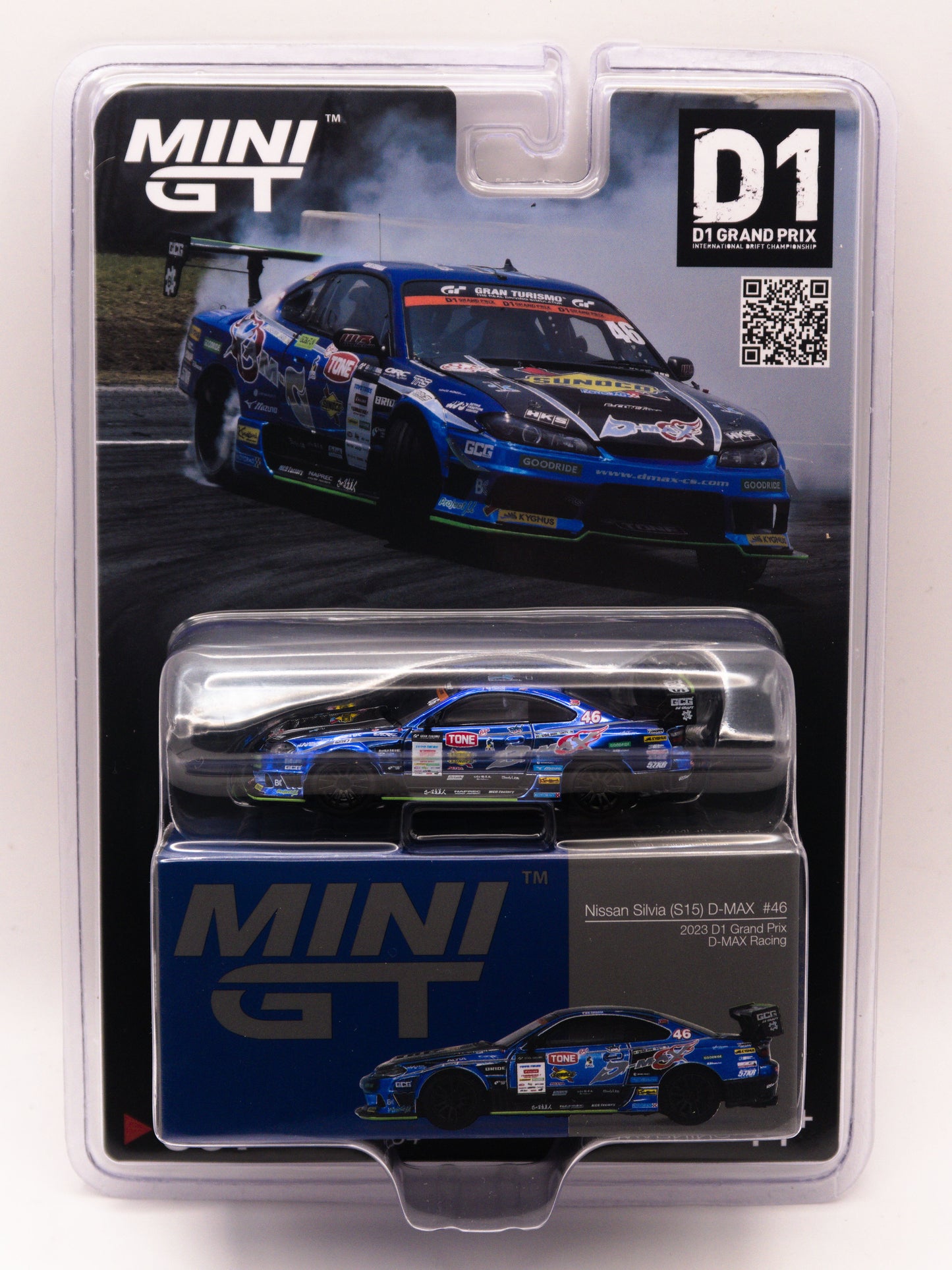Mini GT #857 Nissan Silvia S15 D-Max #46 2023 D1 Grand Prix Blue