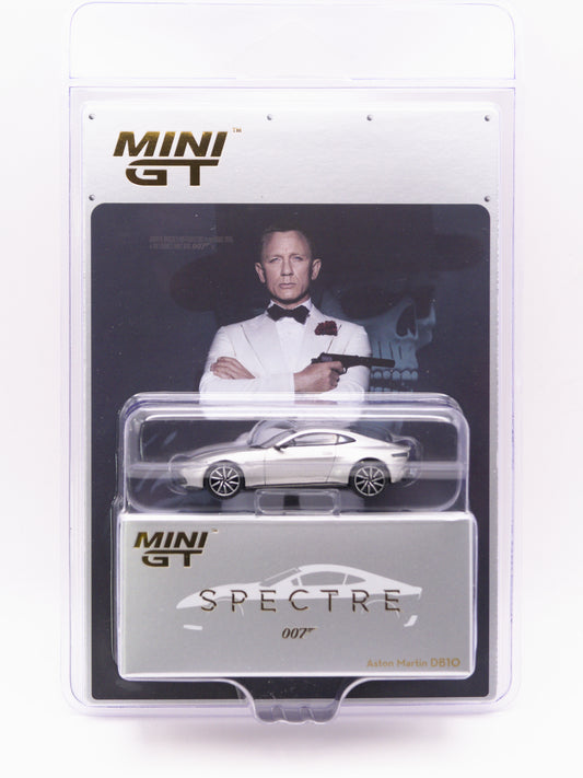 Mini GT #910 Aston Martin DB10 Srebrny 007 James Bond Spectre *ANGIELSKA KARTA