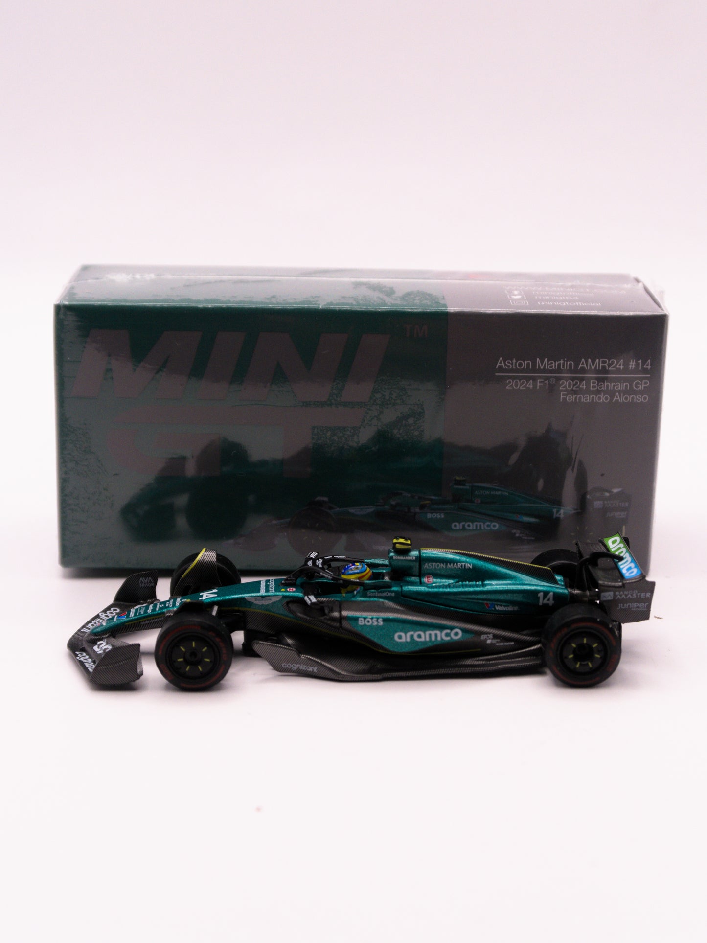 Mini GT #999 Aston Martin AMR24 Bahrain - Fernando Alonso #14 *Pudełko