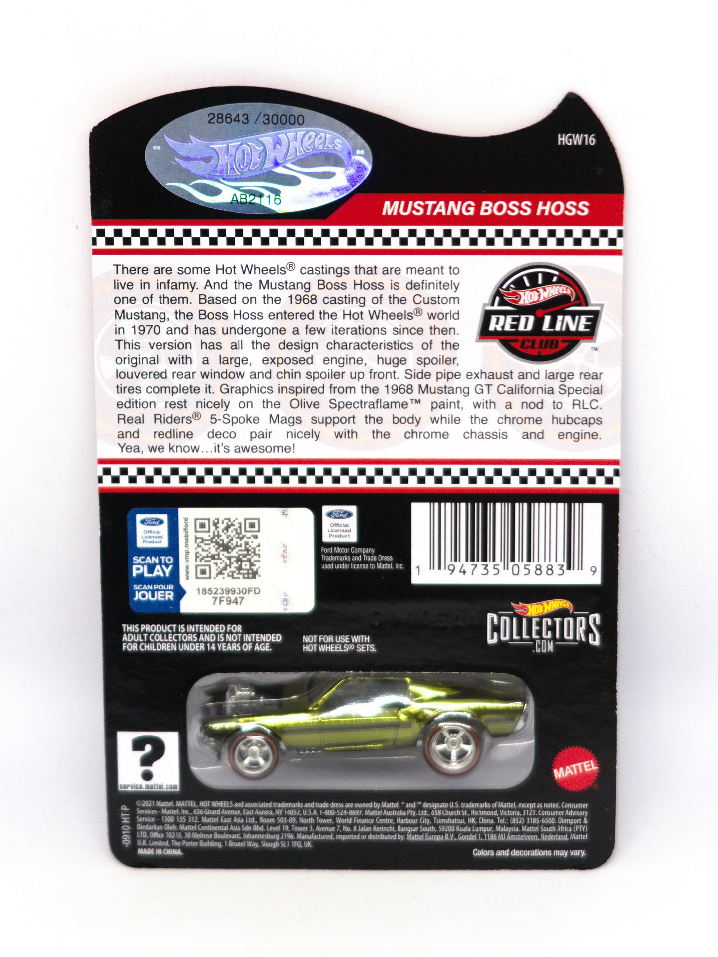 Red Line Club RLC Mustang Boss Hoss #28643