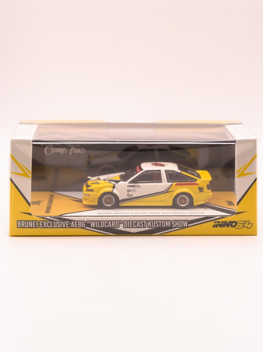 Inno64 Toyota Sprinter Trueno AE86 Brunei Diecast Kustom Show 2024 Żółty